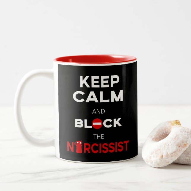 Tasse 2 Couleurs Arrêtez les Narcissists, narcissisme. Gardez le (Avec donut)