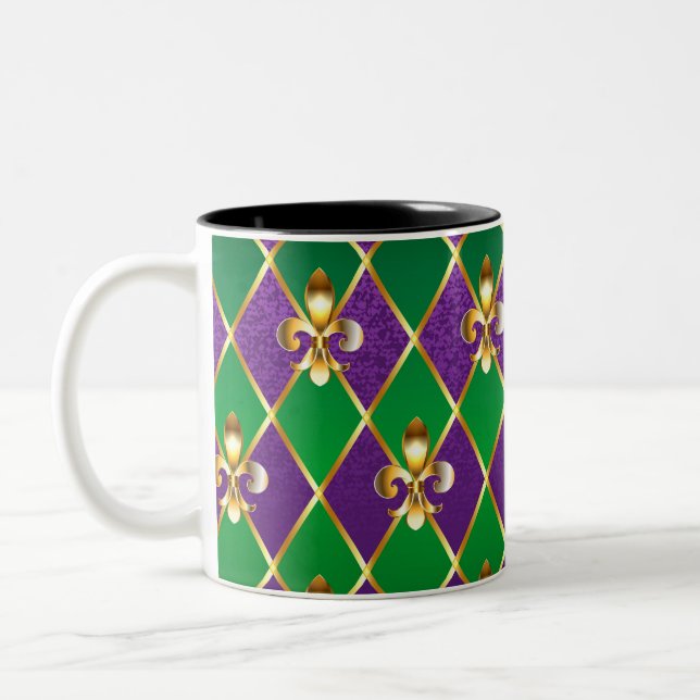Tasse 2 Couleurs Arrière - plan de bijoux Mardi Gras (Gauche)