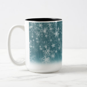 Tasse 2 Couleurs Arrière - plan de flocon d'hiver