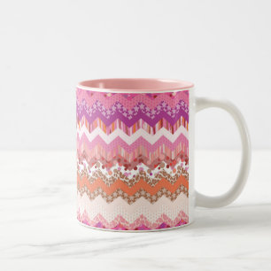 Tasse 2 Couleurs Arrière - plan rose de zigzag