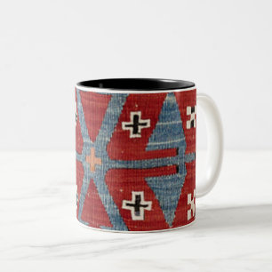 Tasse 2 Couleurs Arrow en Diamant Bleu Konya II 19e siècle Authenti