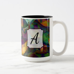 Tasse 2 Couleurs Art Abstrait kaléidoscopique coloré avec monogramm