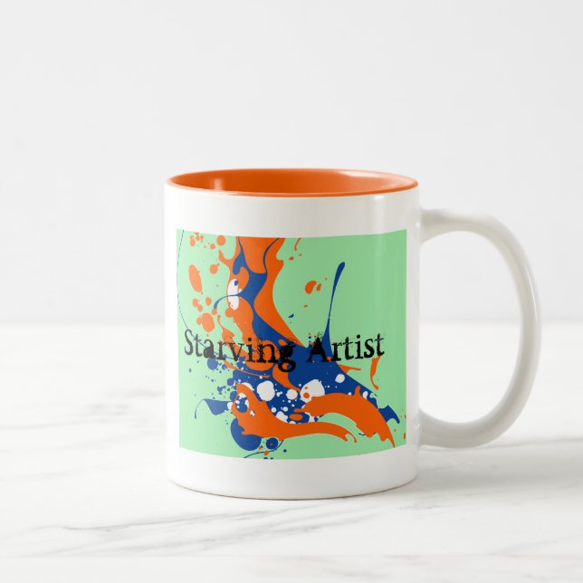Tasse 2 Couleurs Art Abstrait Mint Green Starst Peinture (Droit)