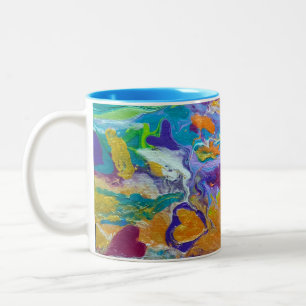 Tasse 2 Couleurs art abstrait original Coeurs Adrift