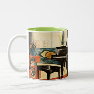 Tasse 2 Couleurs Art coloré vintage d'annonce d'instrument de pian