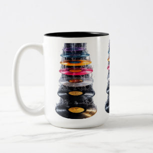 Tasse 2 Couleurs Art de cascade de disques vinyles colorés en forme
