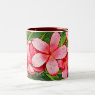 Tasse 2 Couleurs Art de Frangipanier Tropical Rose