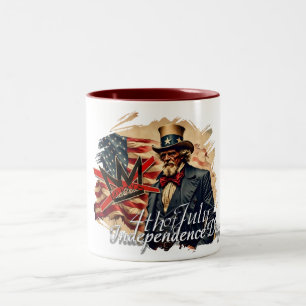 Tasse 2 Couleurs Art de la fête de l'indépendance de l'oncle Sam sa
