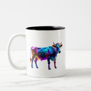Tasse 2 Couleurs Art de la vache néon coloré - Vache brillante vibr
