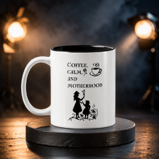 Tasse 2 Couleurs Art de silhouette de maternité Café Calme