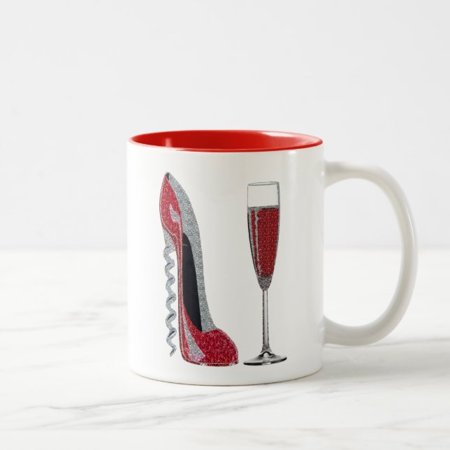 Tasse 2 Couleurs Art de stylet rouge de tire-bouchon et de vin (Droit)