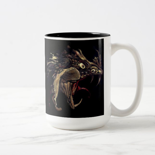 Tasse 2 Couleurs Art d'émail de dragon du feu (Droit)