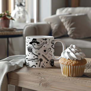 Tasse 2 Couleurs Art éffrayant De La Ligne D'Halloween Noir Et Blan
