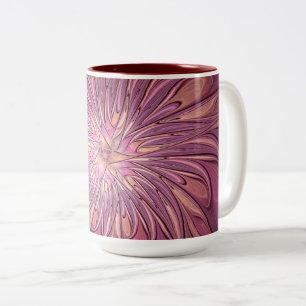 Tasse 2 Couleurs Art floral fractal moderne abstrait couleurs de ba