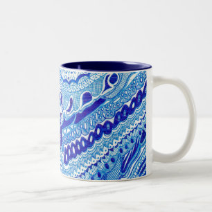 Tasse 2 Couleurs Art motif de style Royal Blue et White Ming