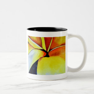 Tasse 2 Couleurs Art original de la fleur Tropical Jaune Frangipani