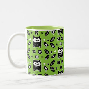 Tasse 2 Couleurs Art populaire de Chouette scandinave