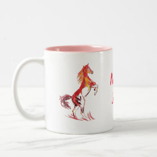 Tasse 2 Couleurs Art sauvage, cheval rouge