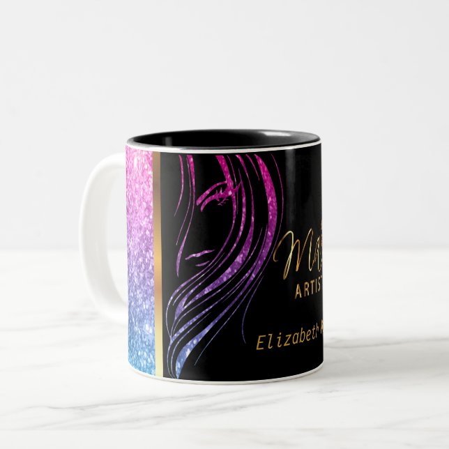 Tasse 2 Couleurs Artiste de maquillage dans une Parties scintillant (Devant gauche)