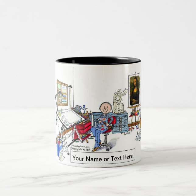 Tasse 2 Couleurs Artiste - Dessin masculin par PrintedPerfection.co (Centre)