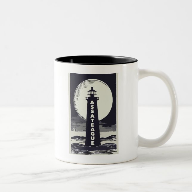 Tasse 2 Couleurs Assateague Lighthouse Virginia Moon (Droit)