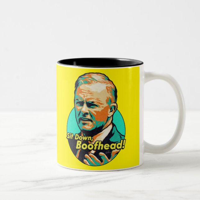 Tasse 2 Couleurs Asseyez-vous, Boofhead ! (Droit)