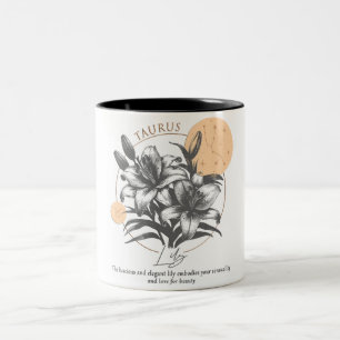 Tasse 2 Couleurs Astrologie/Taurus Symbole Zodiaque Lily