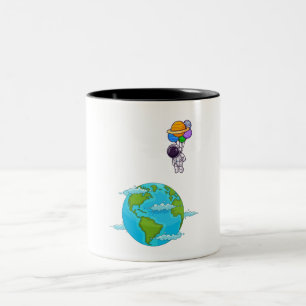 Tasse 2 Couleurs astronaute avec ballons terre d'atterrissage