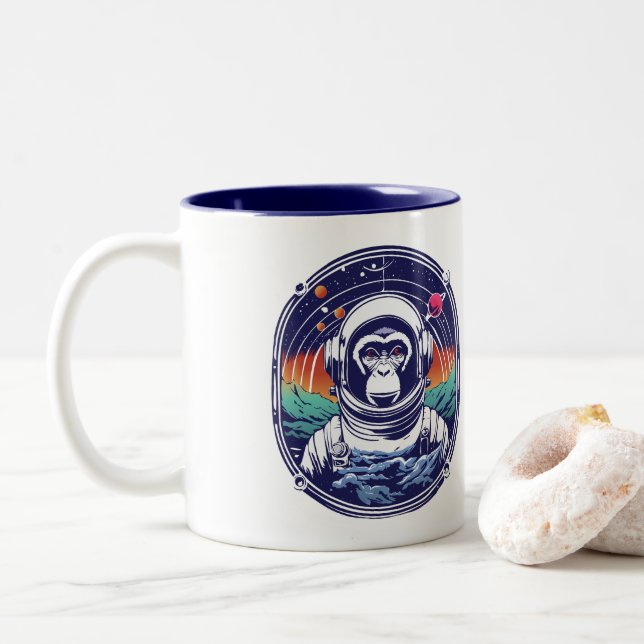 Tasse 2 Couleurs Astronaute du singe spatial (Avec donut)