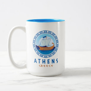 Tasse 2 Couleurs Athènes, Grèce Conception des navires grecs