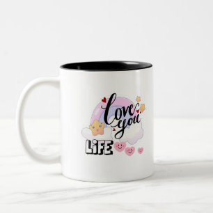 Tasse 2 Couleurs Autocollant Love you life 