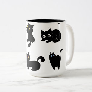 Tasse 2 Couleurs Autocollant vinyle pour chats noirs Mignon Chat
