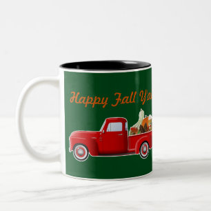 Tasse 2 Couleurs Automne Citrouille Épice Latte Petit Camion Rouge