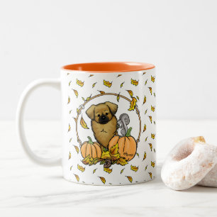 Tasse 2 Couleurs Automne Espagnol Tibétain (Brown) Chien Citrouille