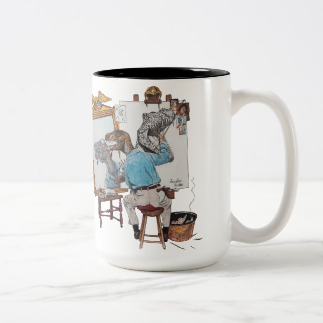 Tasse 2 Couleurs Autoportrait triple de Velociraptor (Droit)