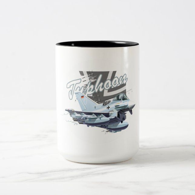 Tasse 2 Couleurs Avion de chasse caricaturale (Centre)