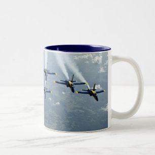 Tasse 2 Couleurs Avions de chasse d'ange bleu