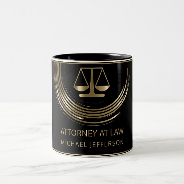 Tasse 2 Couleurs Avocat de logo - noir et or (Centre)