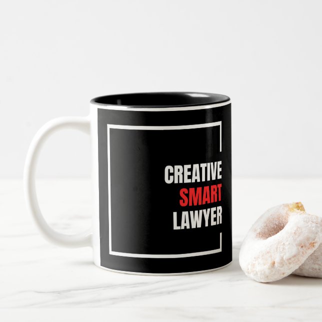 Tasse 2 Couleurs avocat intelligent créatif texte blanc et rouge (Avec donut)
