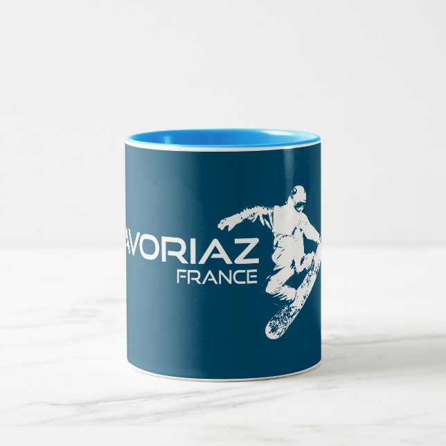 Tasse 2 Couleurs Avoriaz France Snowboardeur (Centre)