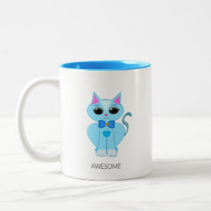 Tasse 2 Couleurs Awesome mignon chaton bleu clair café deux tons 