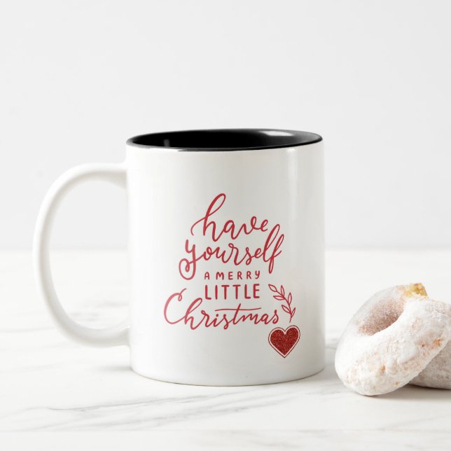 Tasse 2 Couleurs Ayez un joyeux petit nom de Noël (Avec donut)