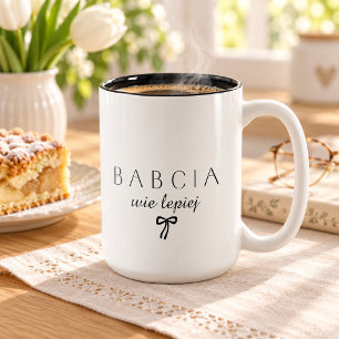 Tasse 2 Couleurs Babcia minimaliste en sait plus Mémé polonaise drô