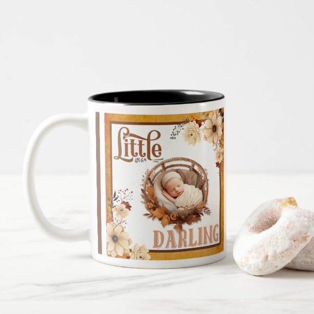 Tasse 2 Couleurs Baby shower Floral Boho rustique (Avec donut)
