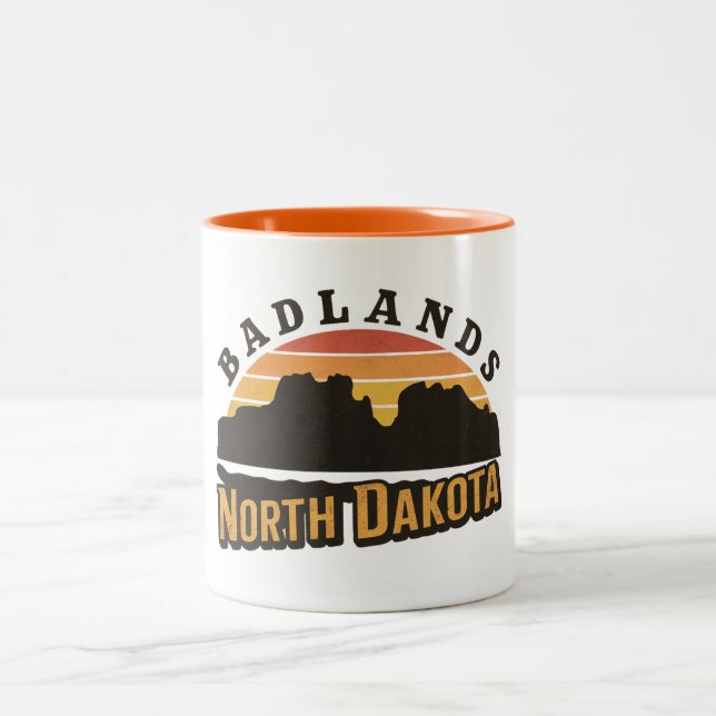 Tasse 2 Couleurs Badlands North Dakota Retro (Centre)