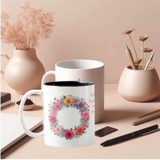 Tasse 2 Couleurs Bague d'un anneau de roses ("Ring a Ring O Roses" modern coffee mug.)