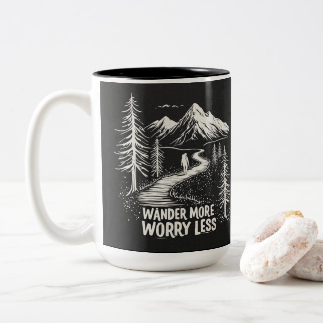 Tasse 2 Couleurs Baladez-vous plus, faites moins de Randonnées (Avec donut)