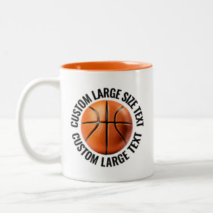 Tasse 2 Couleurs Balle de Basketball & Grand Texte ORANGE 11oz Pers