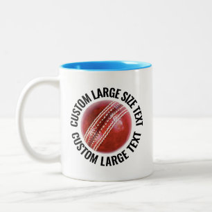 Tasse 2 Couleurs Balle de cricket & Grand texte BLEU CLAIR 320g Per