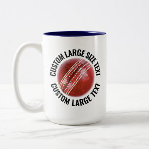 Tasse 2 Couleurs Balle de cricket & grand texte BLEU NAVY 15oz pers